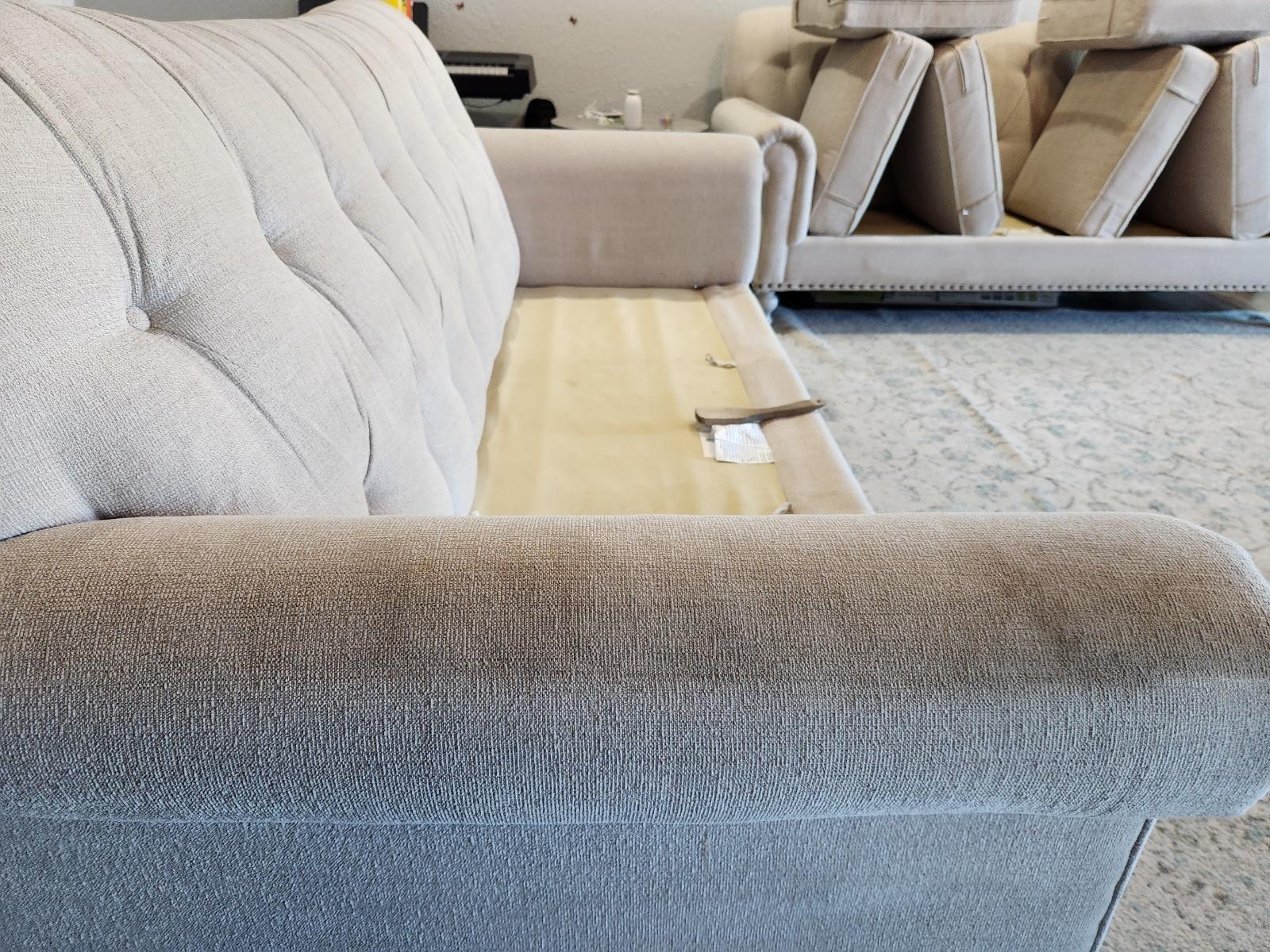 close-up of a sofa with no cushions