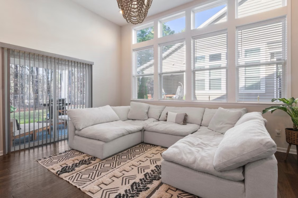 A clean sectional sofa.