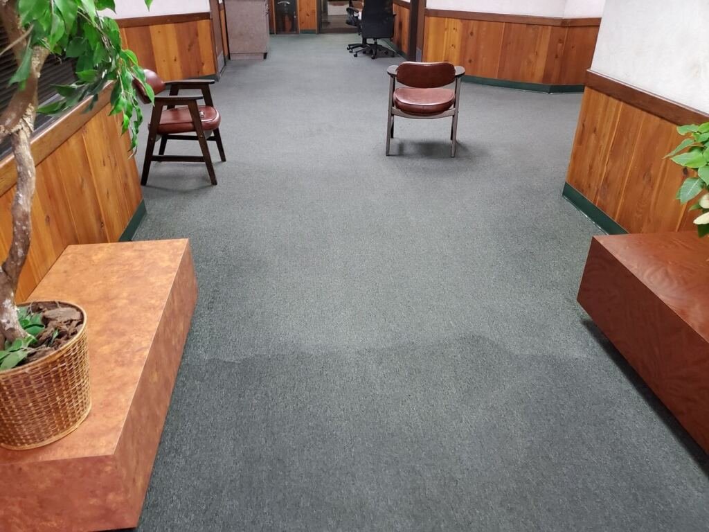 An office space carpet steam cleaning