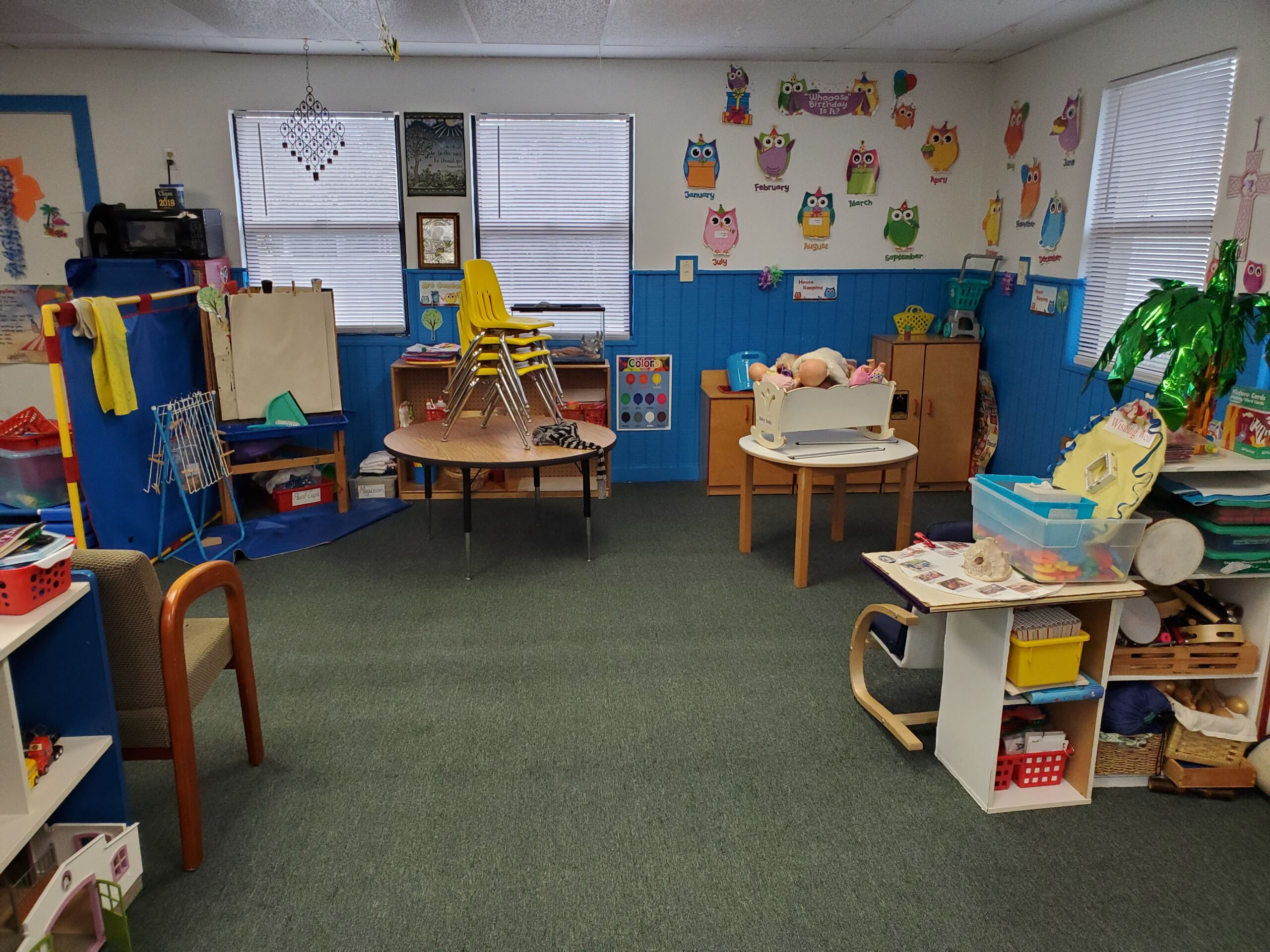 A daycare carpet after cleaning