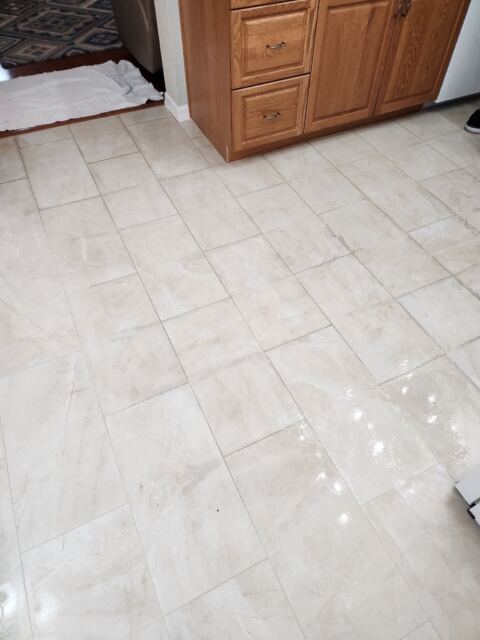 A tiled floor after professional cleaning