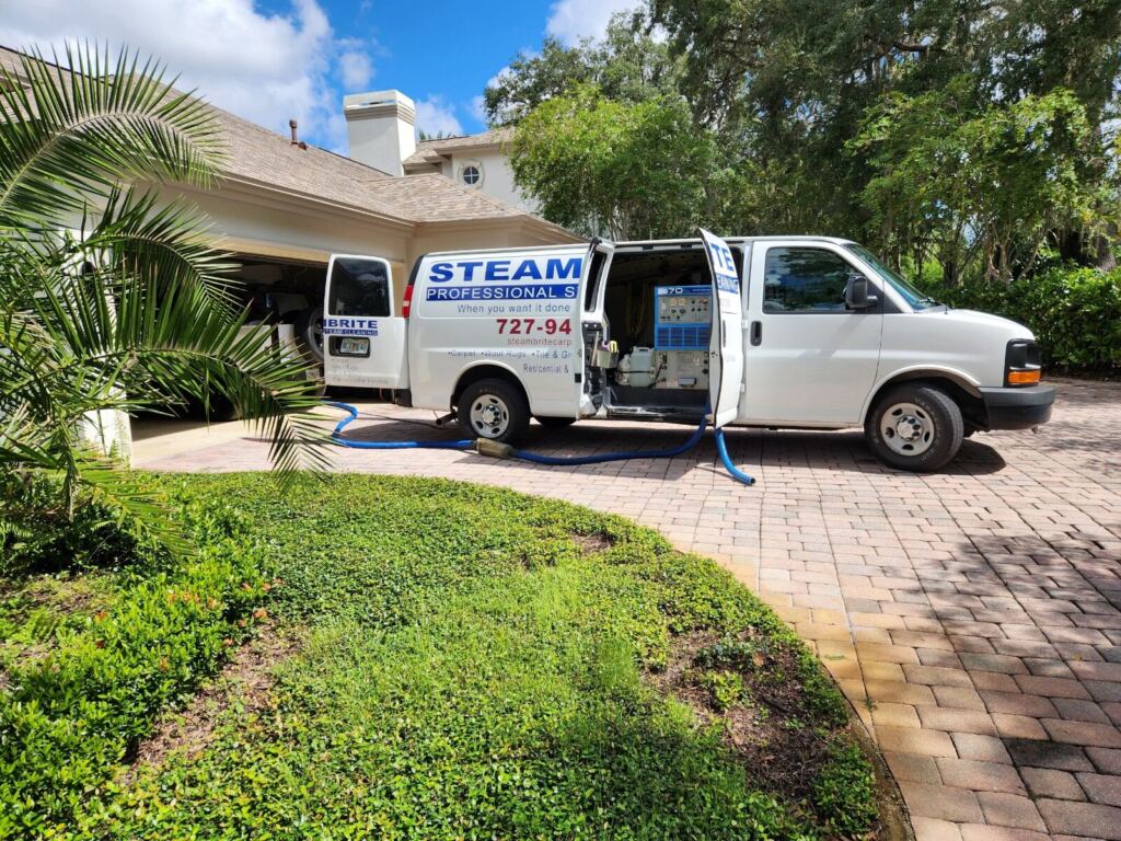 Professional wool rug cleaning service van