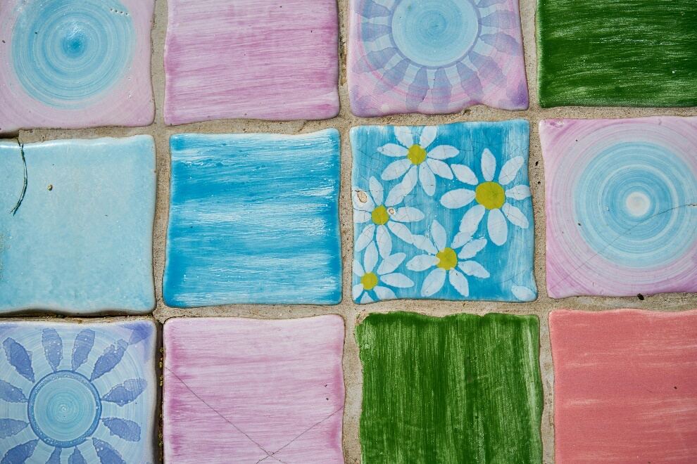 Floral and pink funky tiles