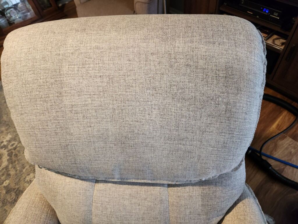 Headrest of a sofa after deep cleaning