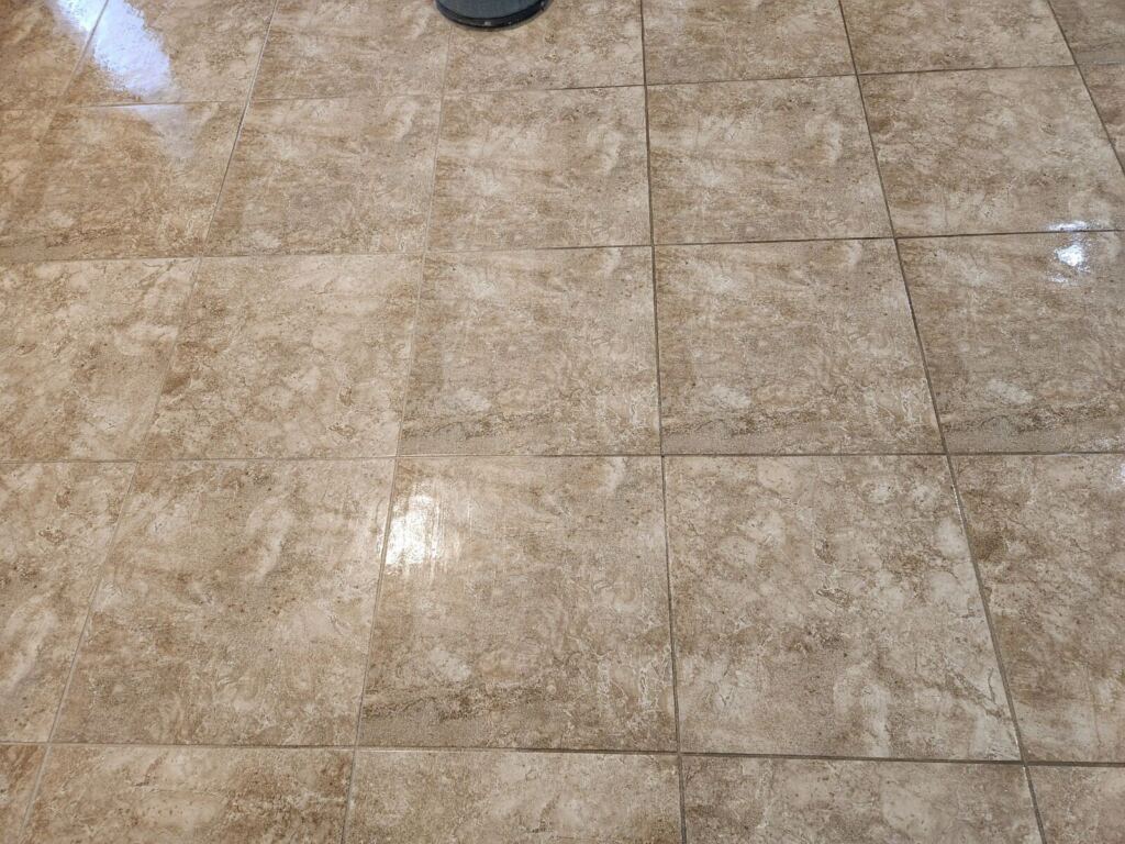 Shiny tiles after professional cleaning