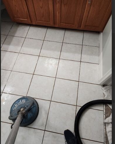 the tile cleaning process.