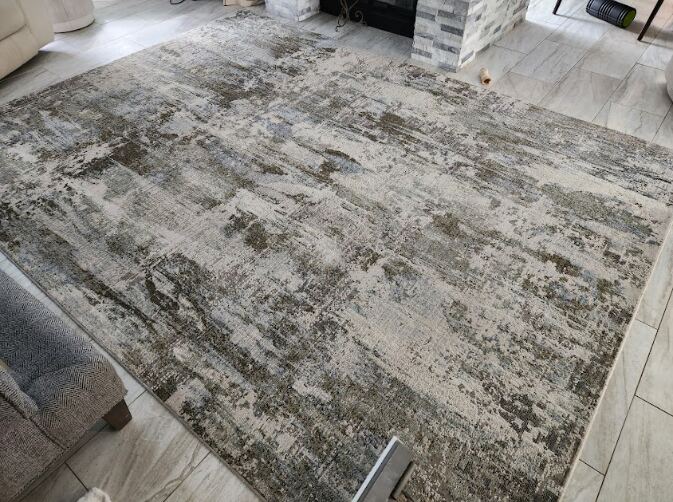 an indoor space with a rug