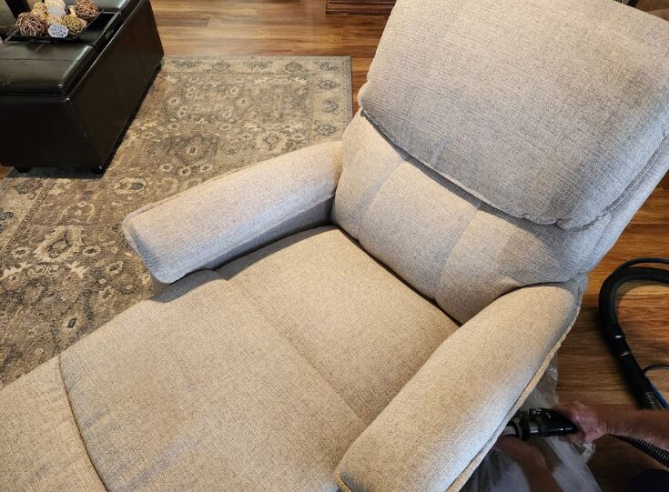 Upholstery cleaning by Steambrite Cleaning Services.