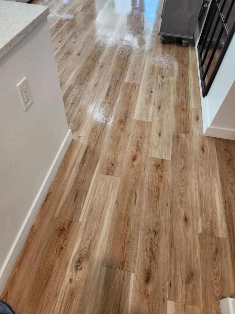 shining tile floor with wooden texture