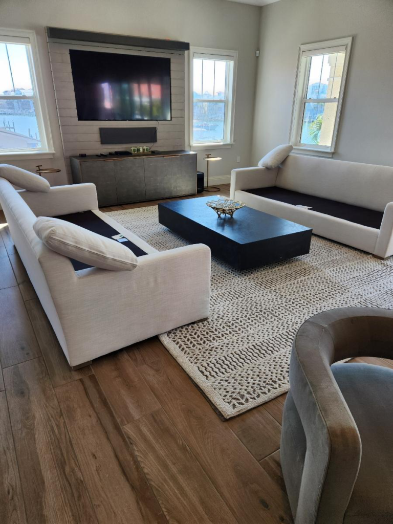 Clean lounge seating area after service with a refreshed look