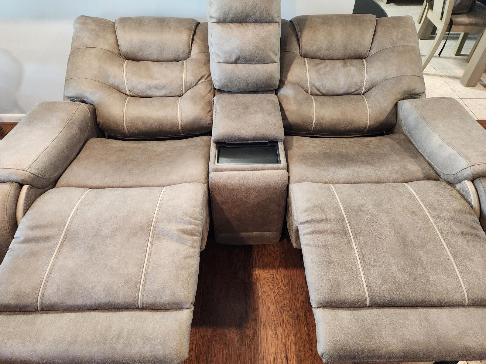 two leather chairs extended for resting