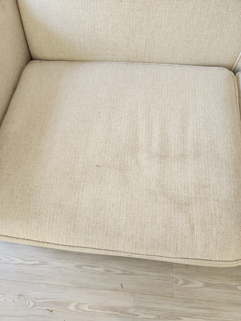 close-up of a white sofa