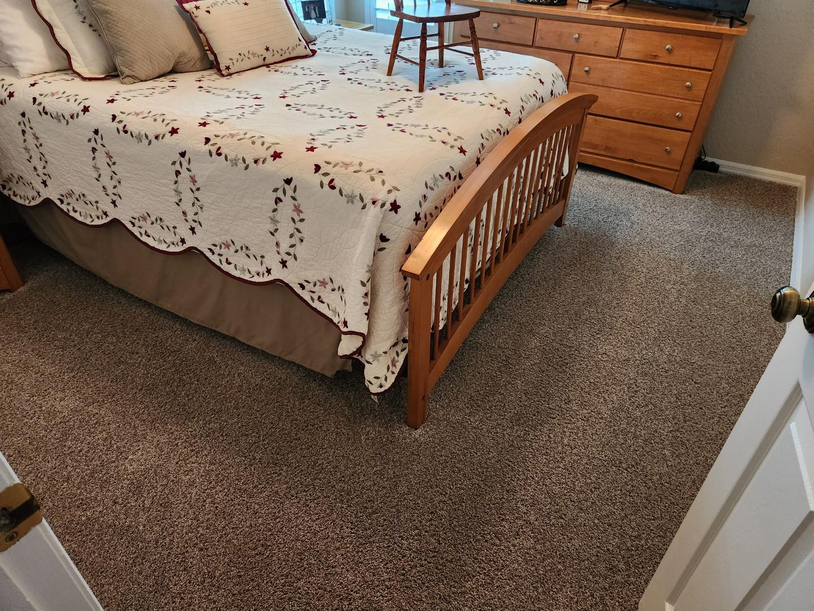 This photo shows freshly cleaned carpet.