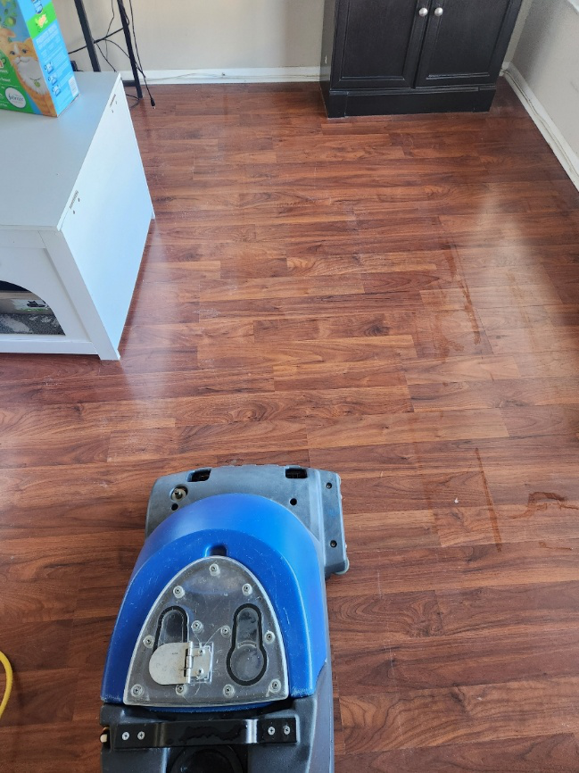 professional hardwood floor cleaning equipment on a wood surface