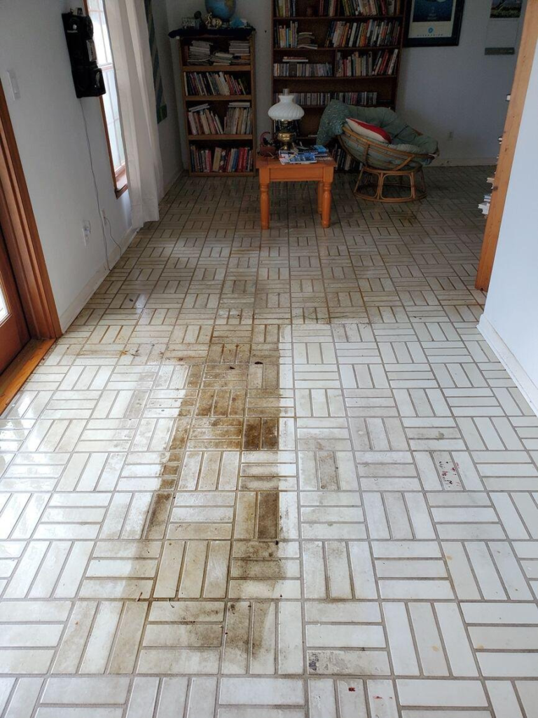 luxury vinyl floor cleaning for a heavily soiled room