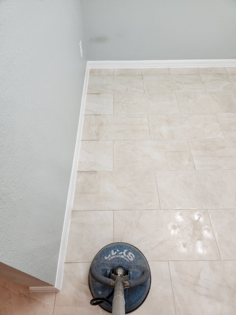 power scrubbing grout lines
