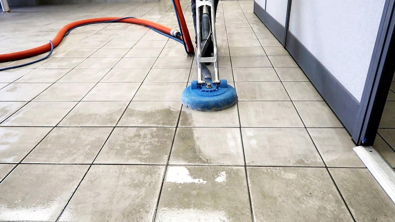 An image of tile being professionally cleaned